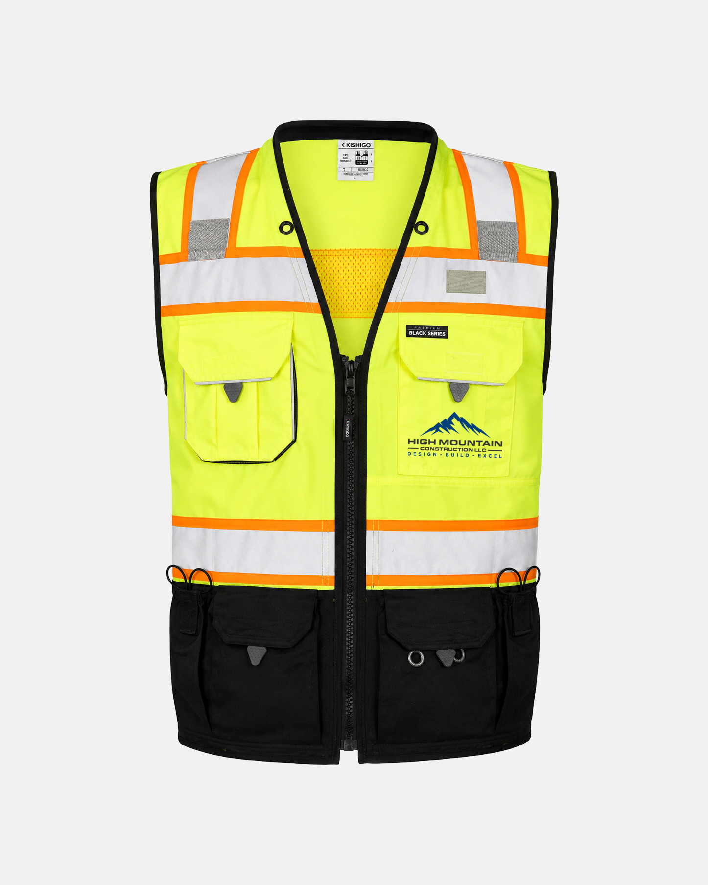 Kishigo S5002 Black Series Surveyor Safety Vest - Yellow/Lime